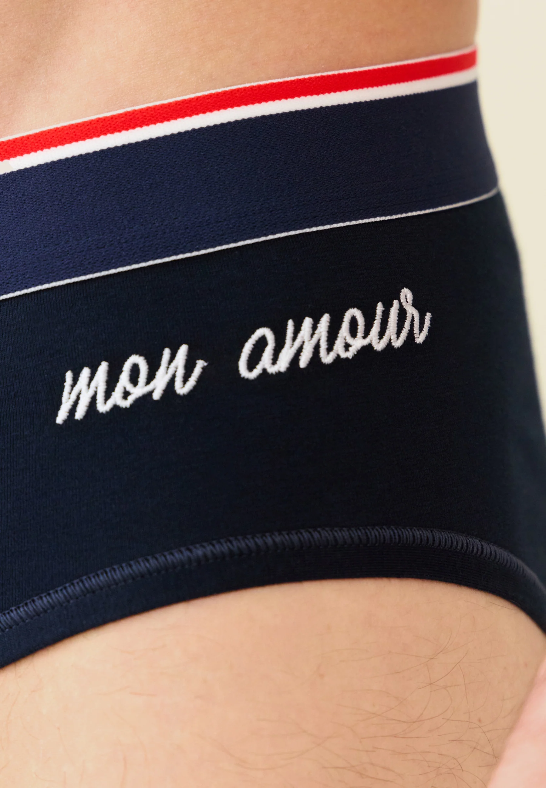 Slip en coton brodé-Terrible Bleu Amour