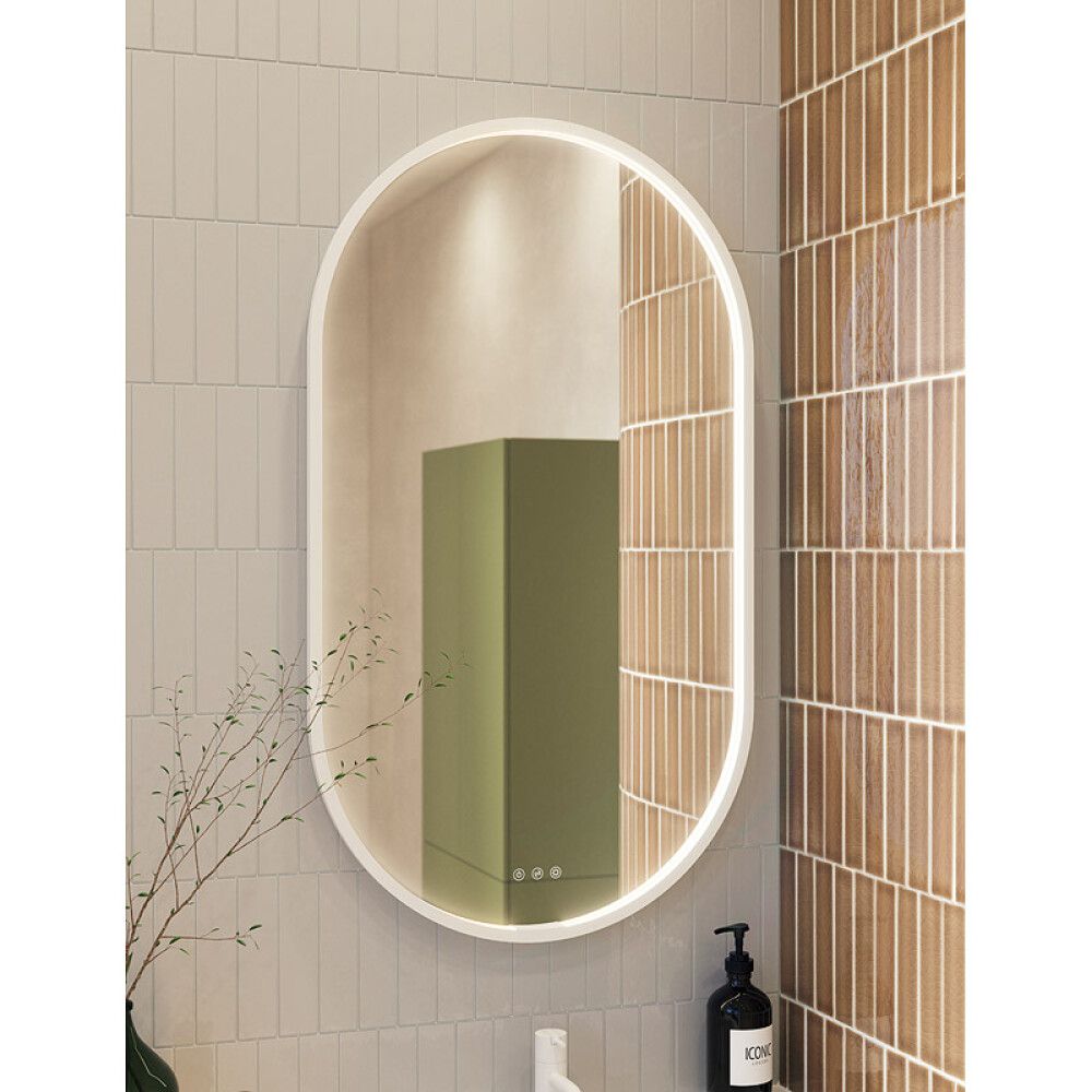 SPEIL SCANBAD MOON MED BELYSNING HVIT MATT Ø60CM