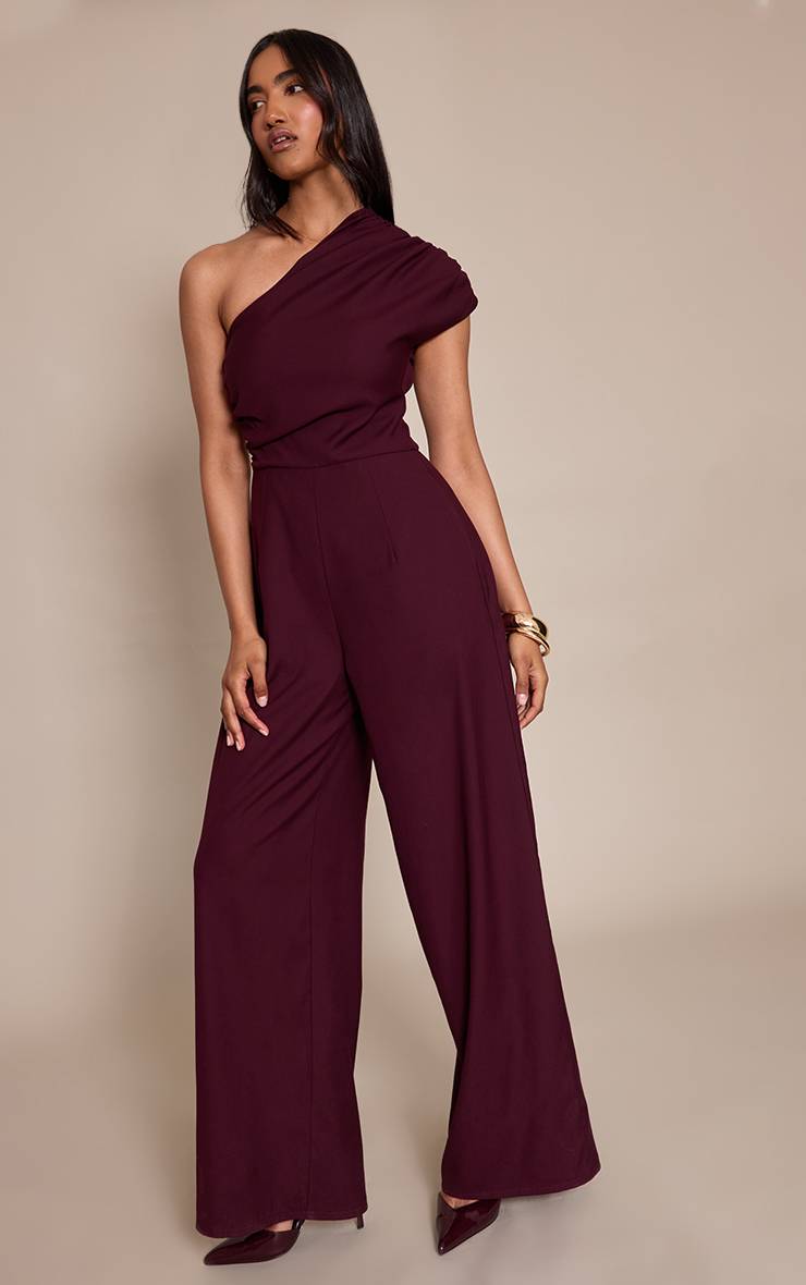 Prune Combinaison Pantalon Large Froncée Asymétrique PLT Label