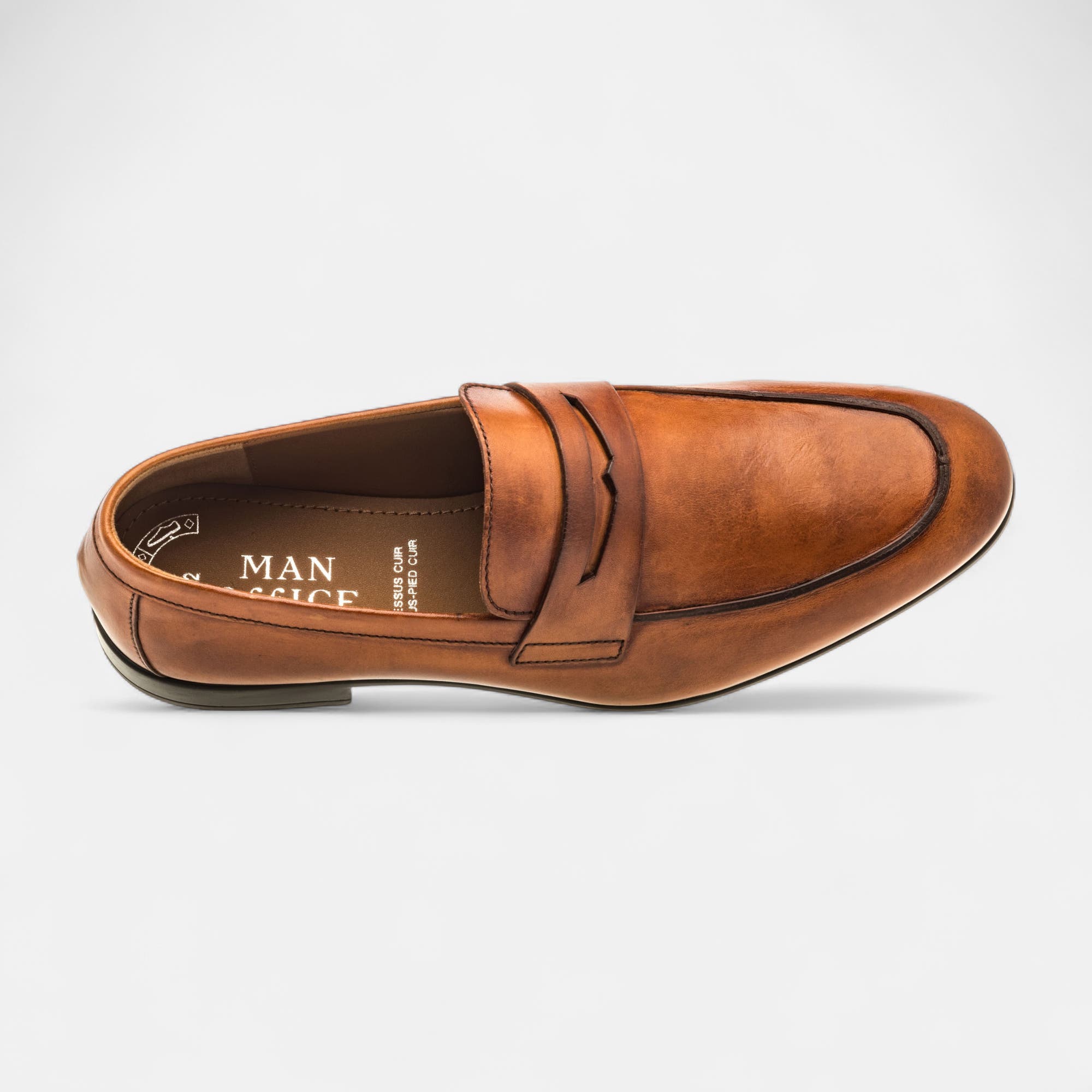 Mocassins Homme en cuir cognac