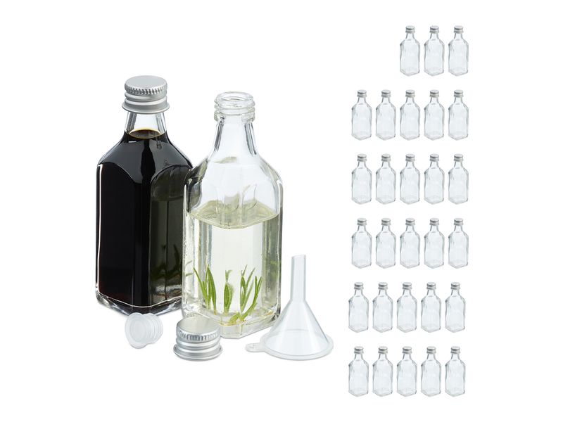 relaxdays Einmachflasche 50 ml, 30 Stück Glasfläschchen zum Befüllen