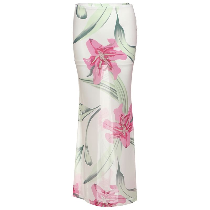 Sugarcoat - Tubetop met bloemenaccent / Maxi-kokerrok met lage taille en bloemenprint