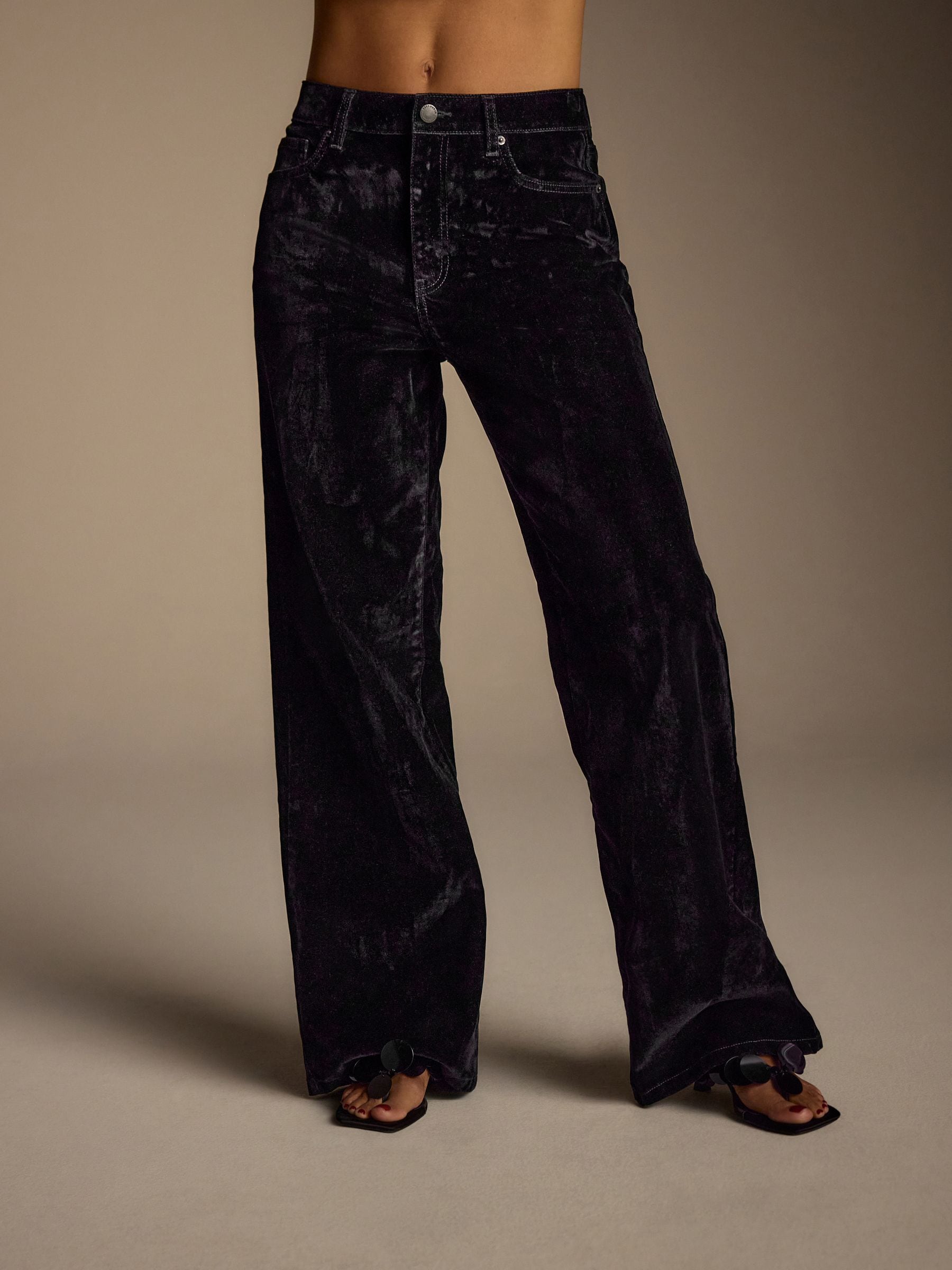 Zwart - Flocked N. Premium jeans met wijde pijpen