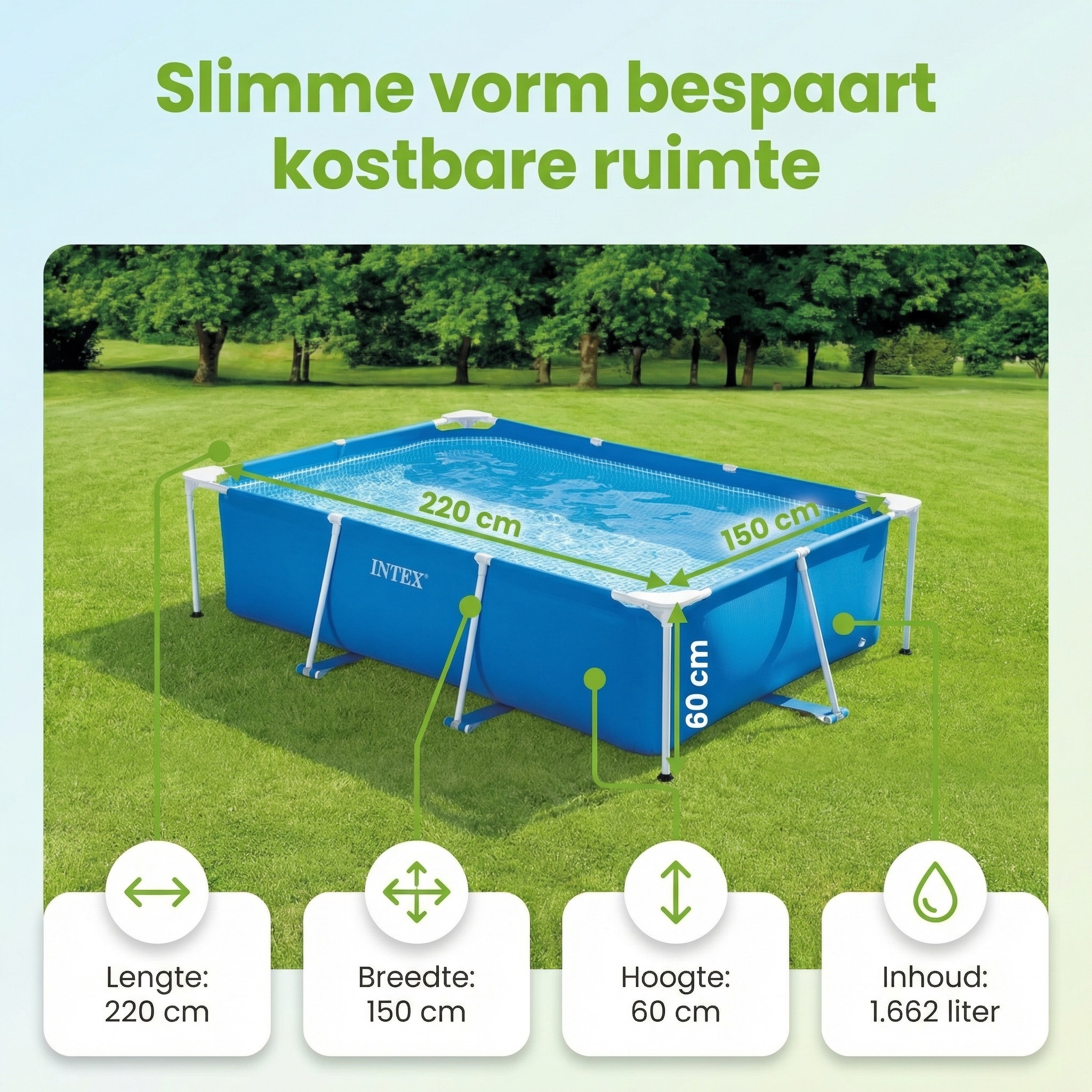 Intex rechthoekig frame 220x150x60cm zwembad