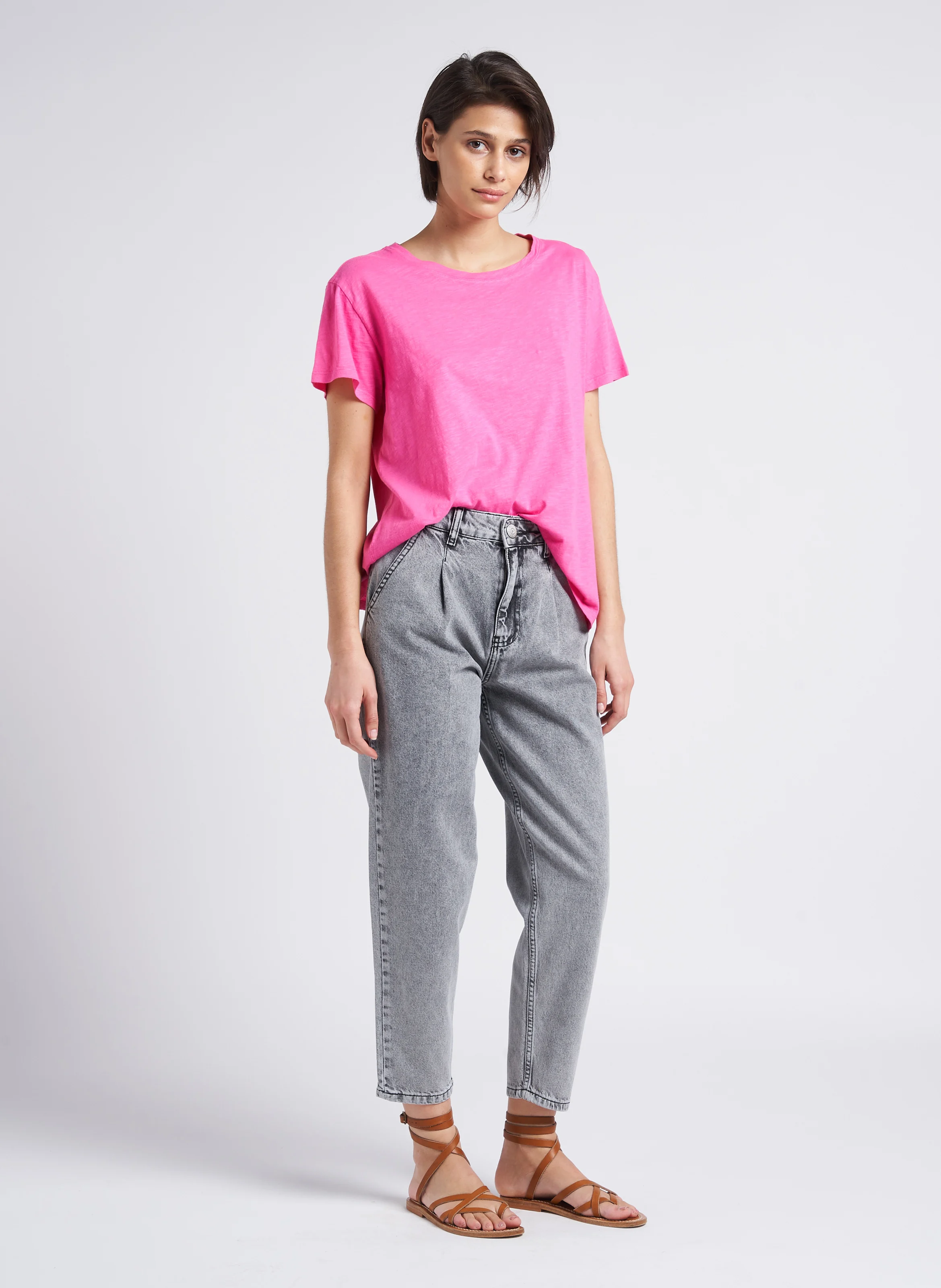 Jean baggy en coton délavé | Argent