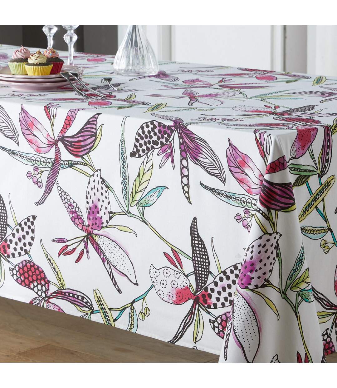 Nappe rectangle 160x350 cm PARADIS Rose coton +