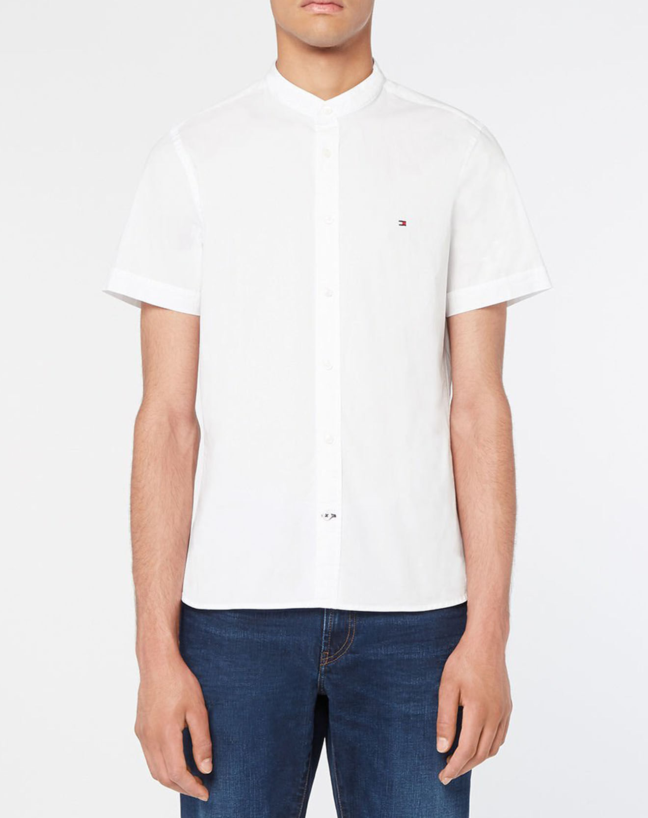 Tommy Hilfiger Chemise Slim Stretch Mandarin blanche