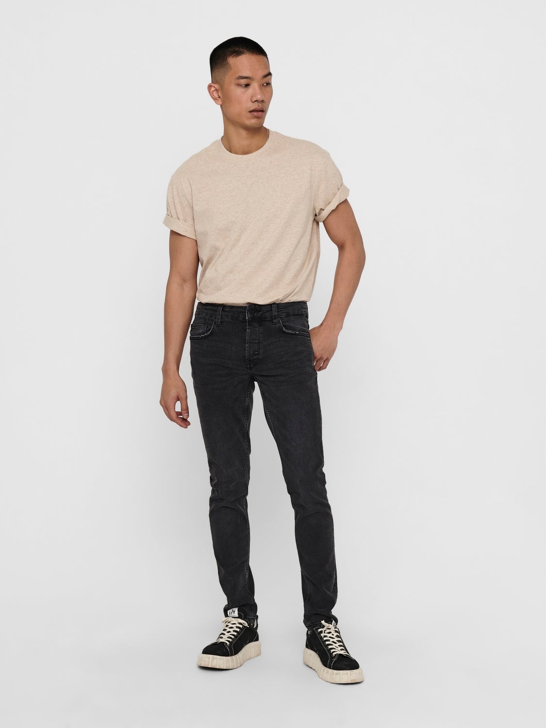 ONSLOOM Mittlere Taille Slim Fit Jeans Grey Denim