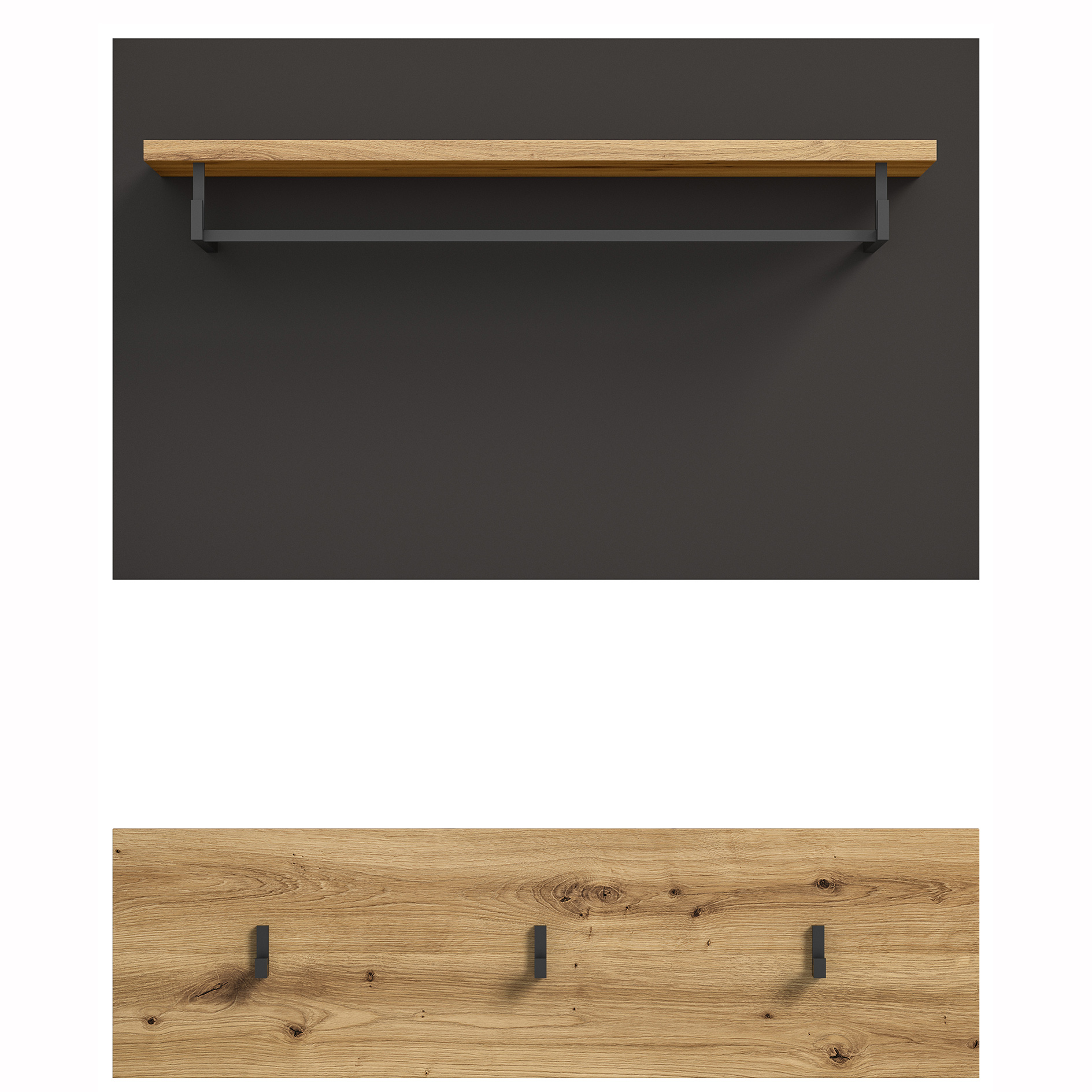 2-tlg Garderobenpaneel-Set - Artisan Eiche - Basalt grau - 80 cm