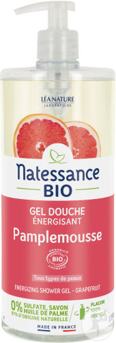 Natessance Bio Gel Douche Vivifiant Pamplemousse Flacon Pompe 1l