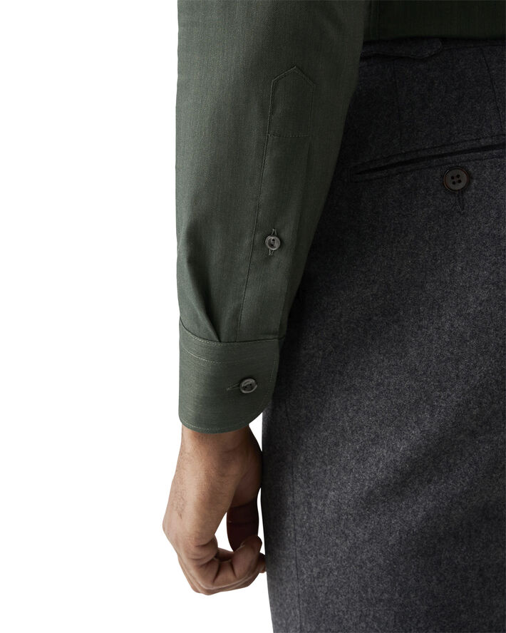 ETON HERRINGBONE WRINKLE FREE FLANNEL SH Grøn