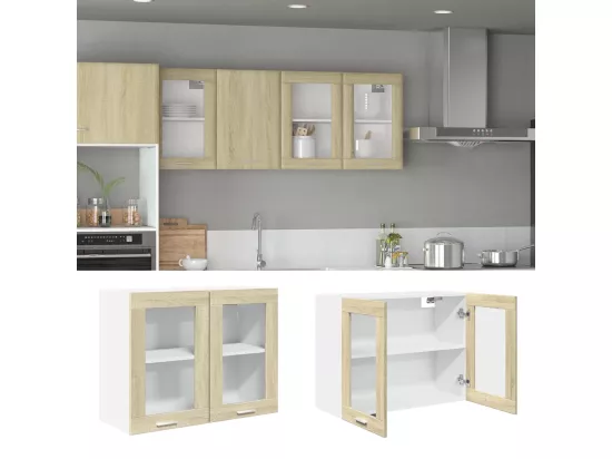 Armoire en verre suspendue Chêne sonoma 80x31x60 cm Aggloméré