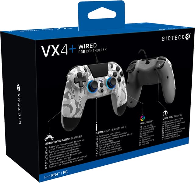 Gioteck VX-4 Plus PlayStation 4 USB-kablet controller (hvid)