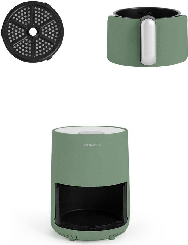 CREATE - Air Fryer - Olievrije Heteluchtfriteuse - Saliegroen - 1,5 L - 900 W