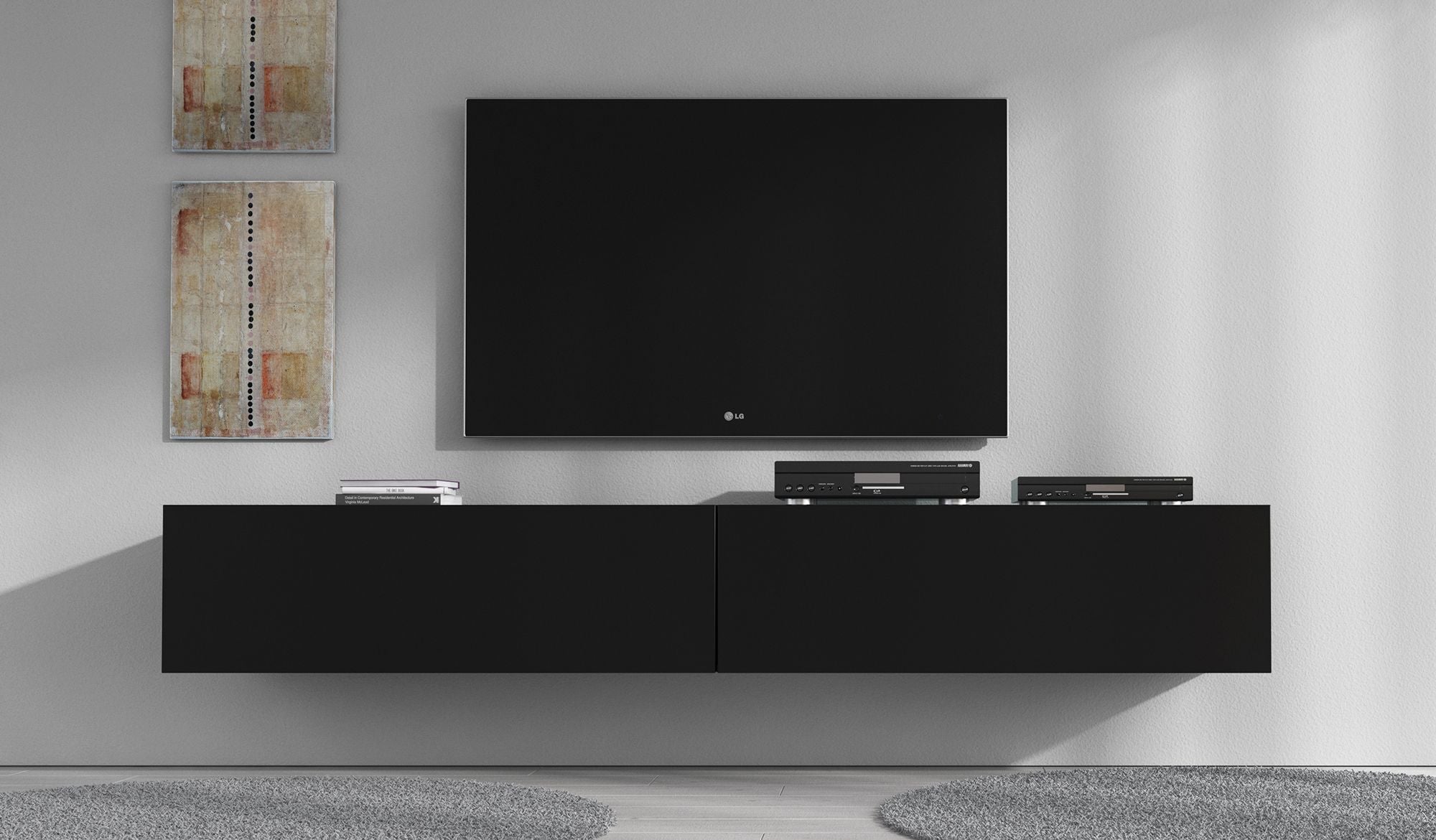 Meubella - TV-Meubel Flame - Mat Zwart - 200 cm