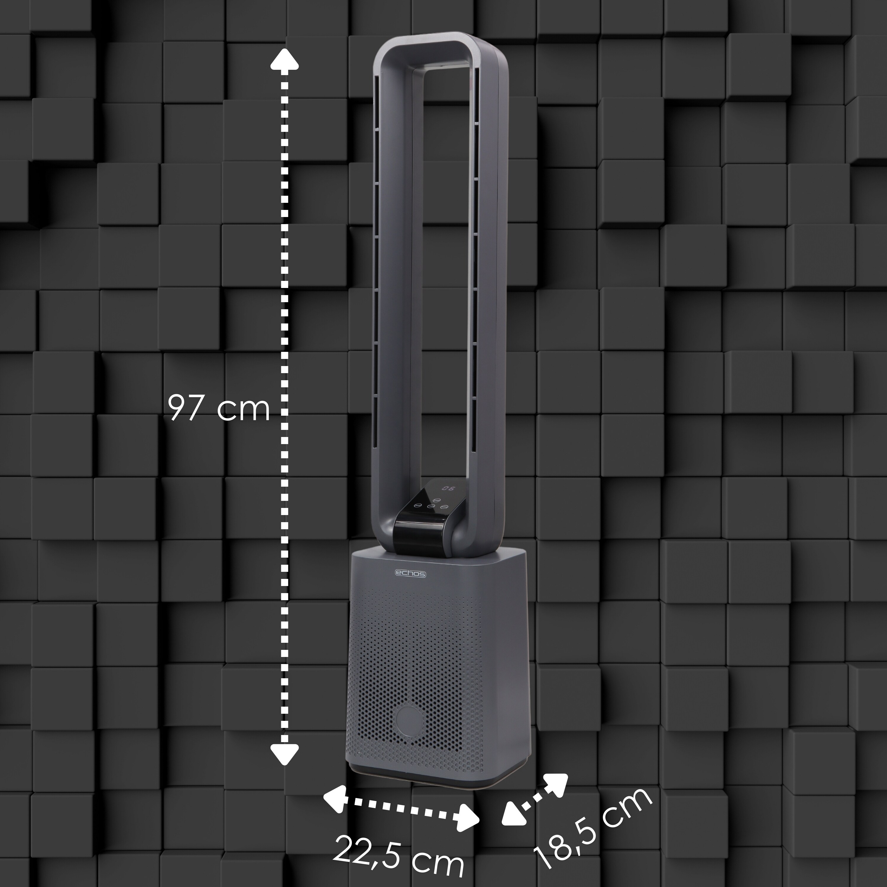 Echos Turmventilator m. Fernbedienung 12 Stufen Timer LED-Display