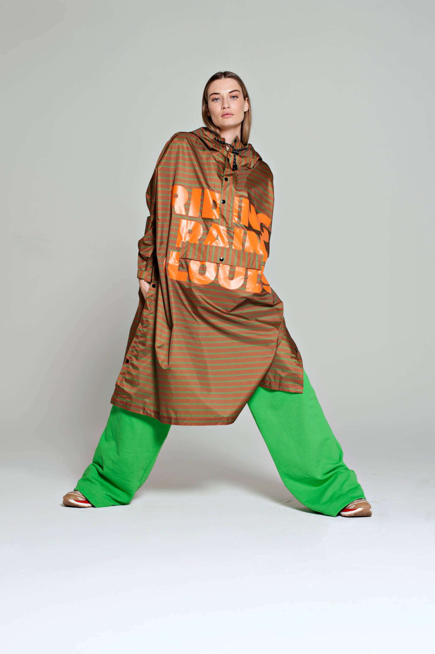 RAINKISS| Damen Regenponcho BRETON BROWN FREEN TEXT