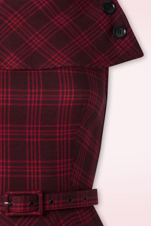 Vixen Wide Collar Plaid swing jurk in rood