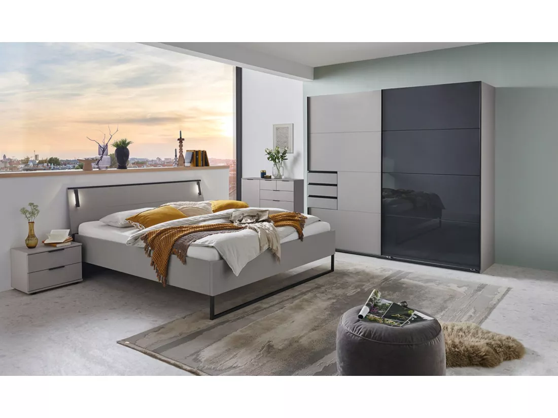 Chambre à coucher complète adulte ( lit adulte 180 x 200 cm+ Commode combinée + tables de chevet+ Armoire)