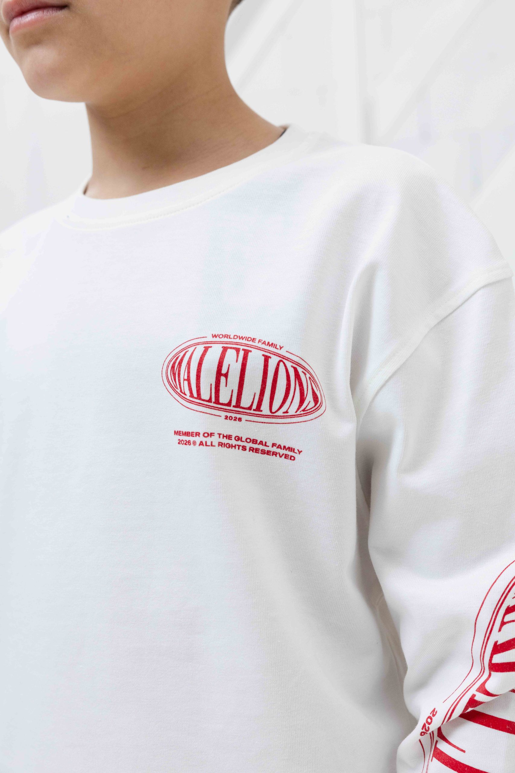 Malelions Relaxed Lifestyle Longsleeve T-Shirt Kids Gebroken Wit