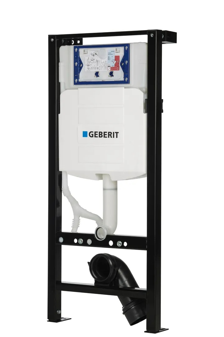 Geberit UP320 met Plieger frame toiletset met Saniclear Itsie randloos toilet wit mat en softclose zitting