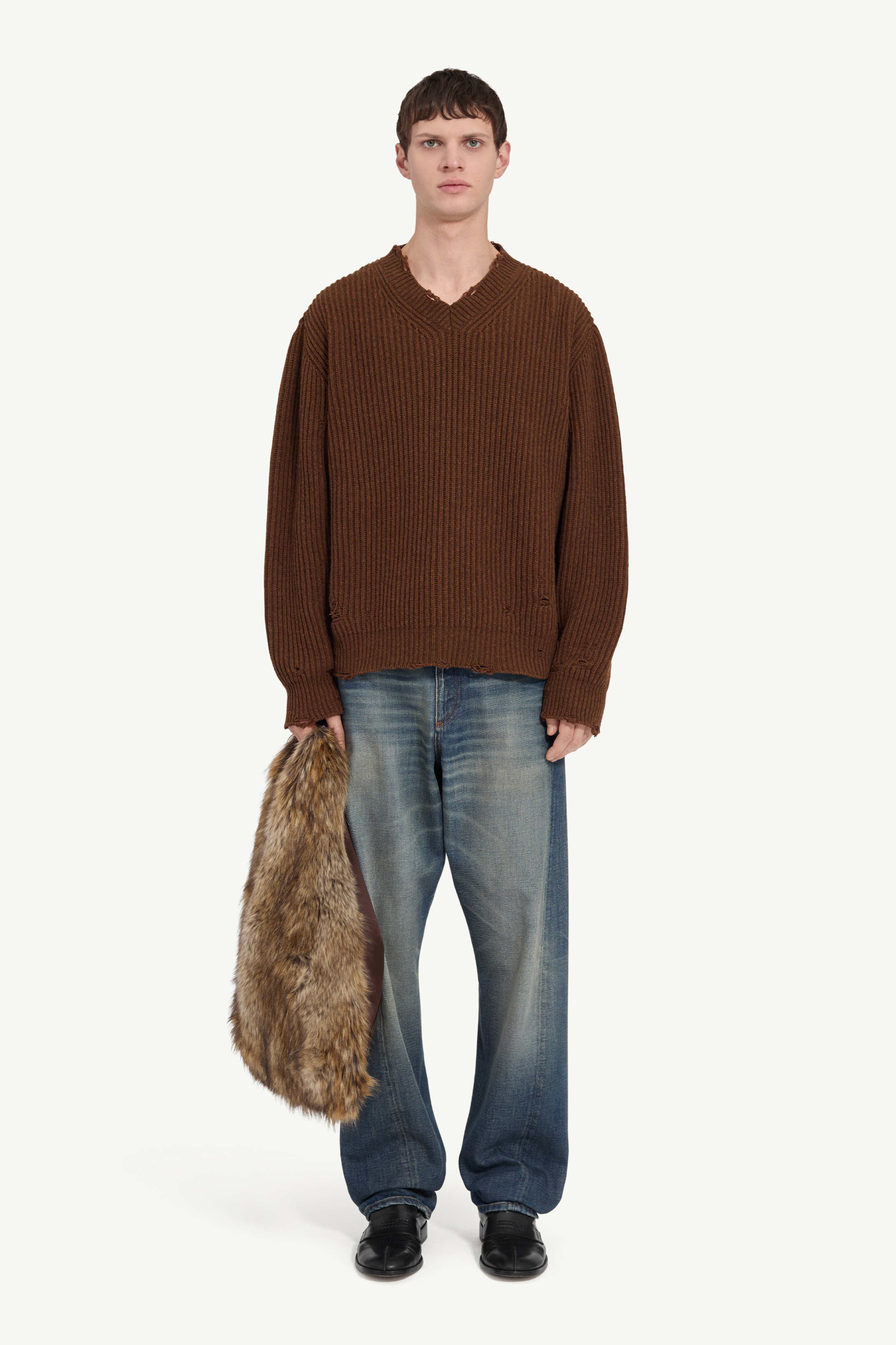 Pull côtelé en laine pour homme | MM6