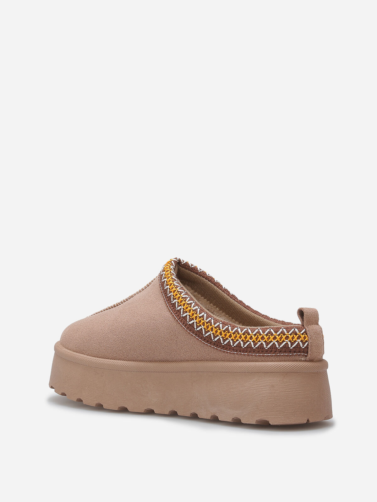 Mules en suédine avec broderies- Taupe