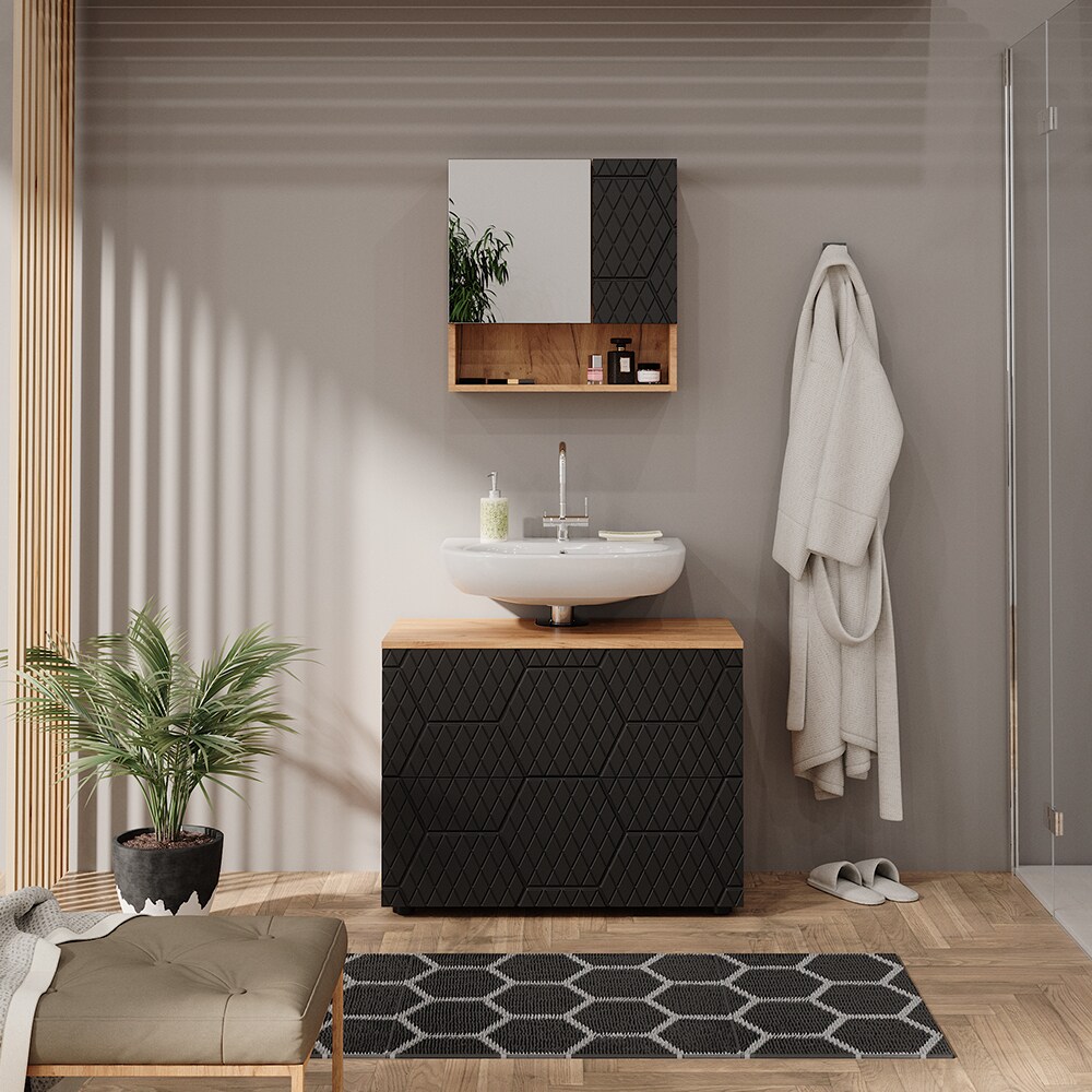 Vicco Waschbeckenunterschrank Irma Eiche Anthrazit 80 x 59 cm 2 Schubladen Badezimmer