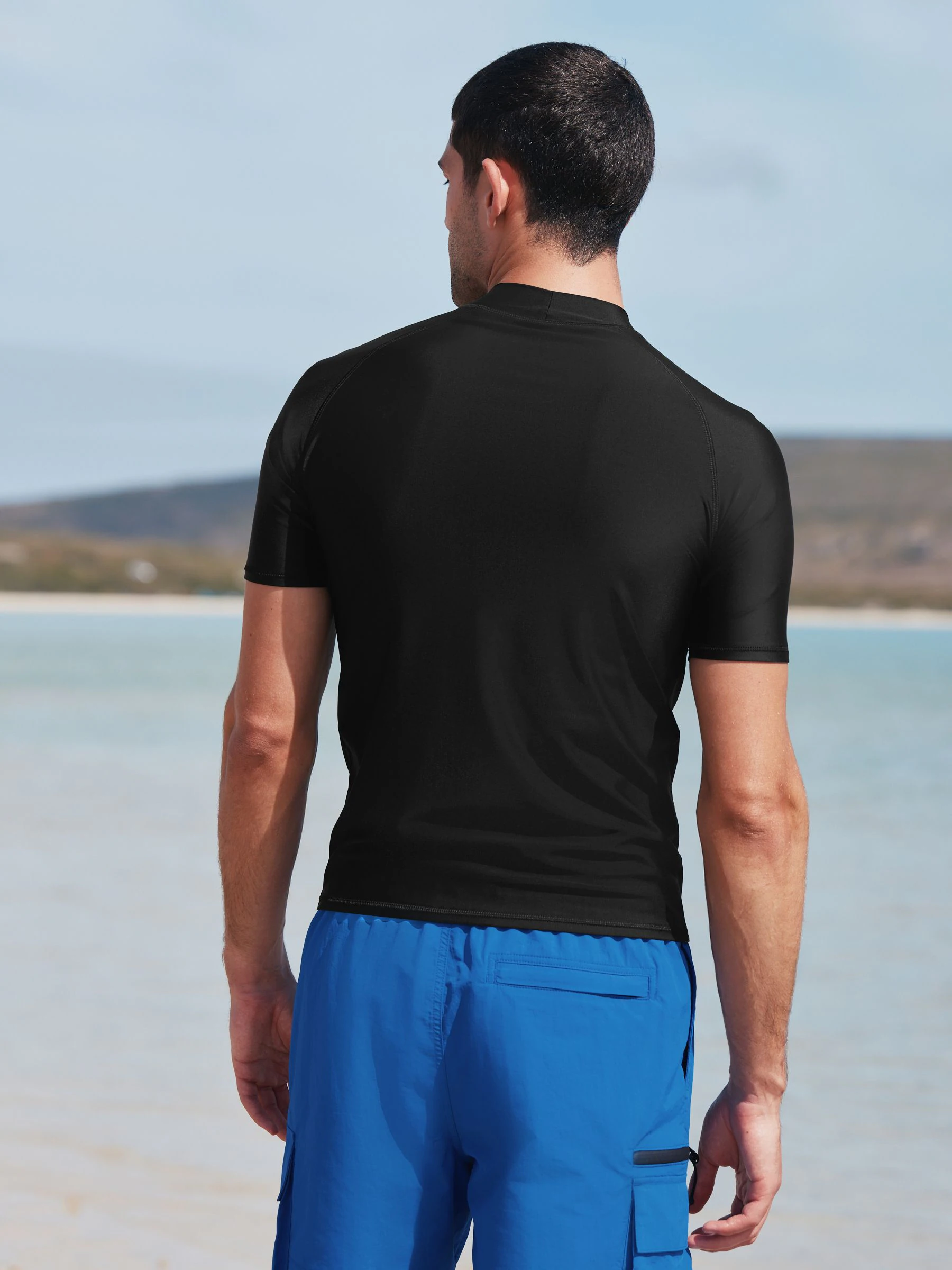 Zwart - Actief rash vest met korte mouwen