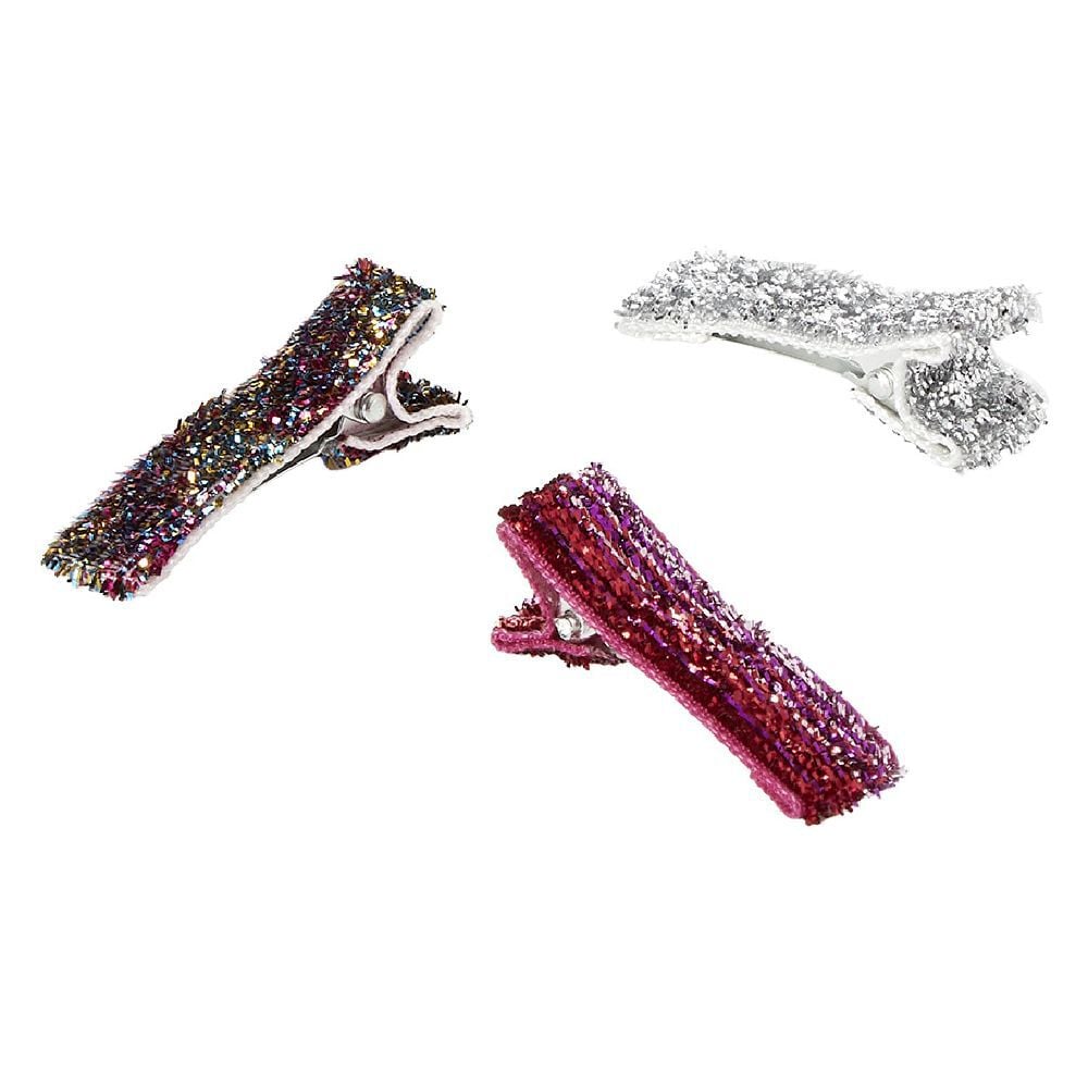 Pince crocodile pailleté x3