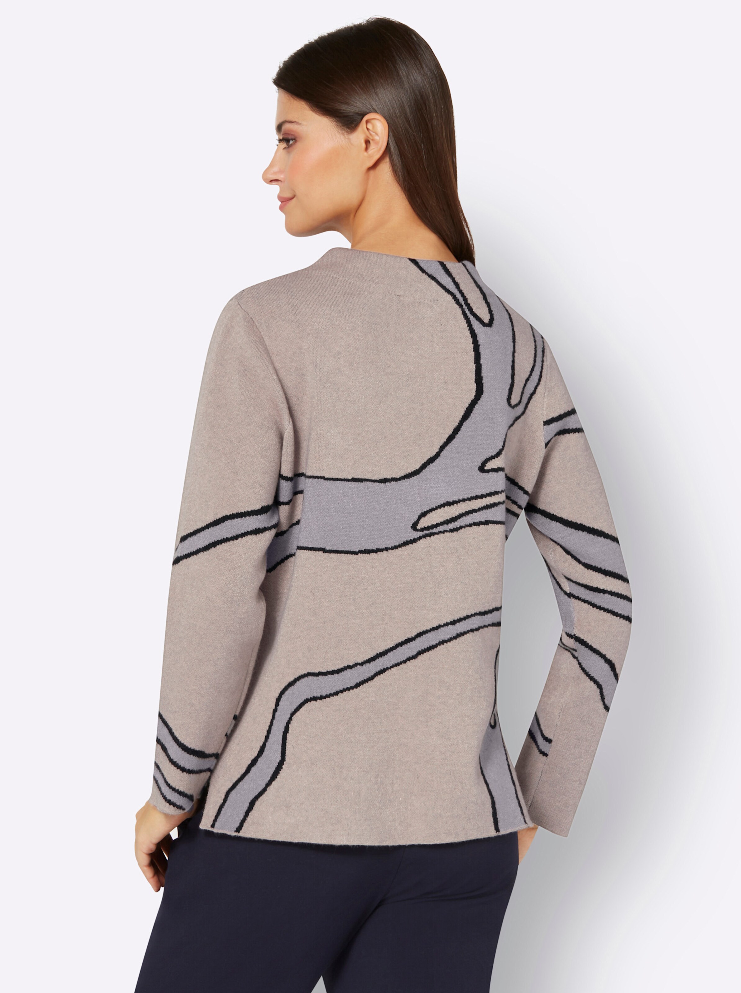 Jacquard-Pullover in sesam-grau-gemustert