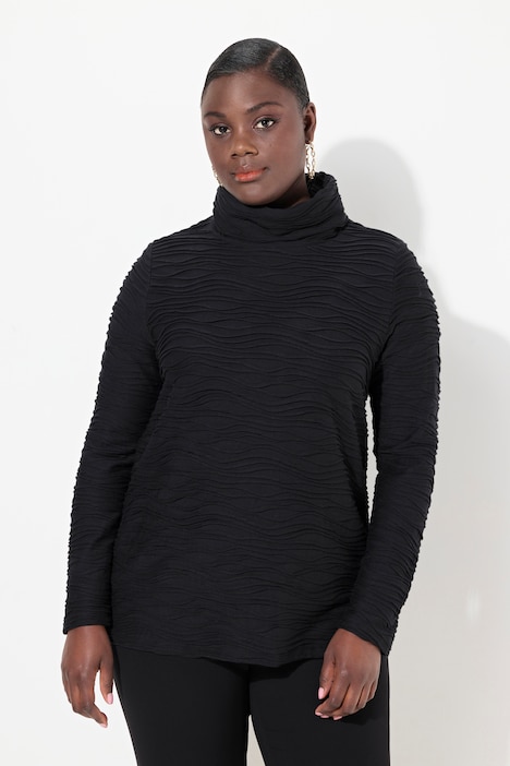 Shirt, Wellen-Design, Cupromix, Rollkragen, Langarm