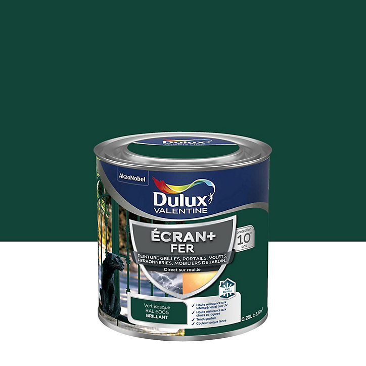 Peinture extérieure Ecran+ fer Dulux Valentine brillant vert 250 ml