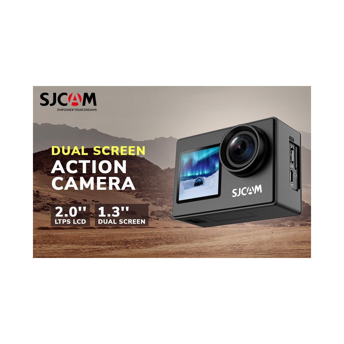 SJCAM SJ4000Dual Screen 4K 30fps Actionkamera, Wifi, Dobbel skjerm, Vanntett skall. bærbar