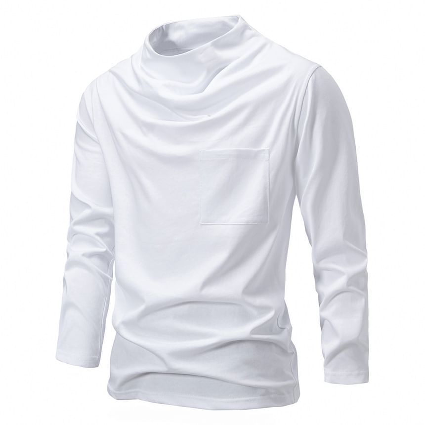 Blueforce - T-shirt met lange mouwen en mockneck, effen zakje en detail