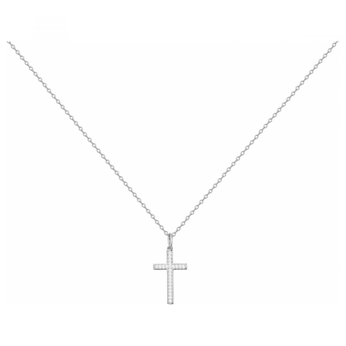 Collier mono-motif en Argent avec oxyde de zirconium blanc