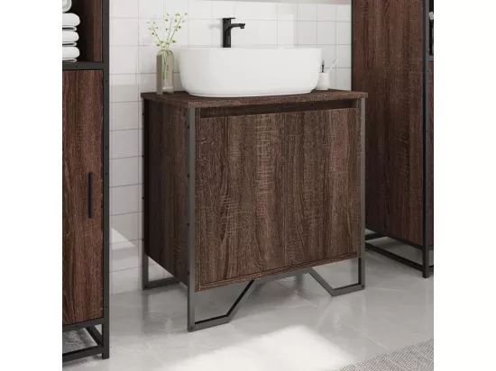 Armoire lavabo de salle de bain chêne marron 60x35x60 cm
