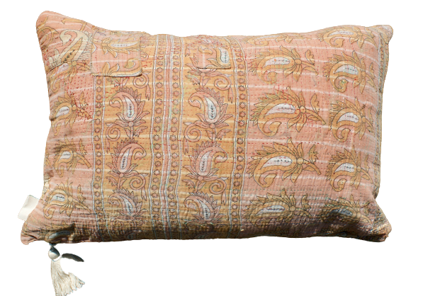 Kussen Kantha vintage 50x70 cm orange pink pastel