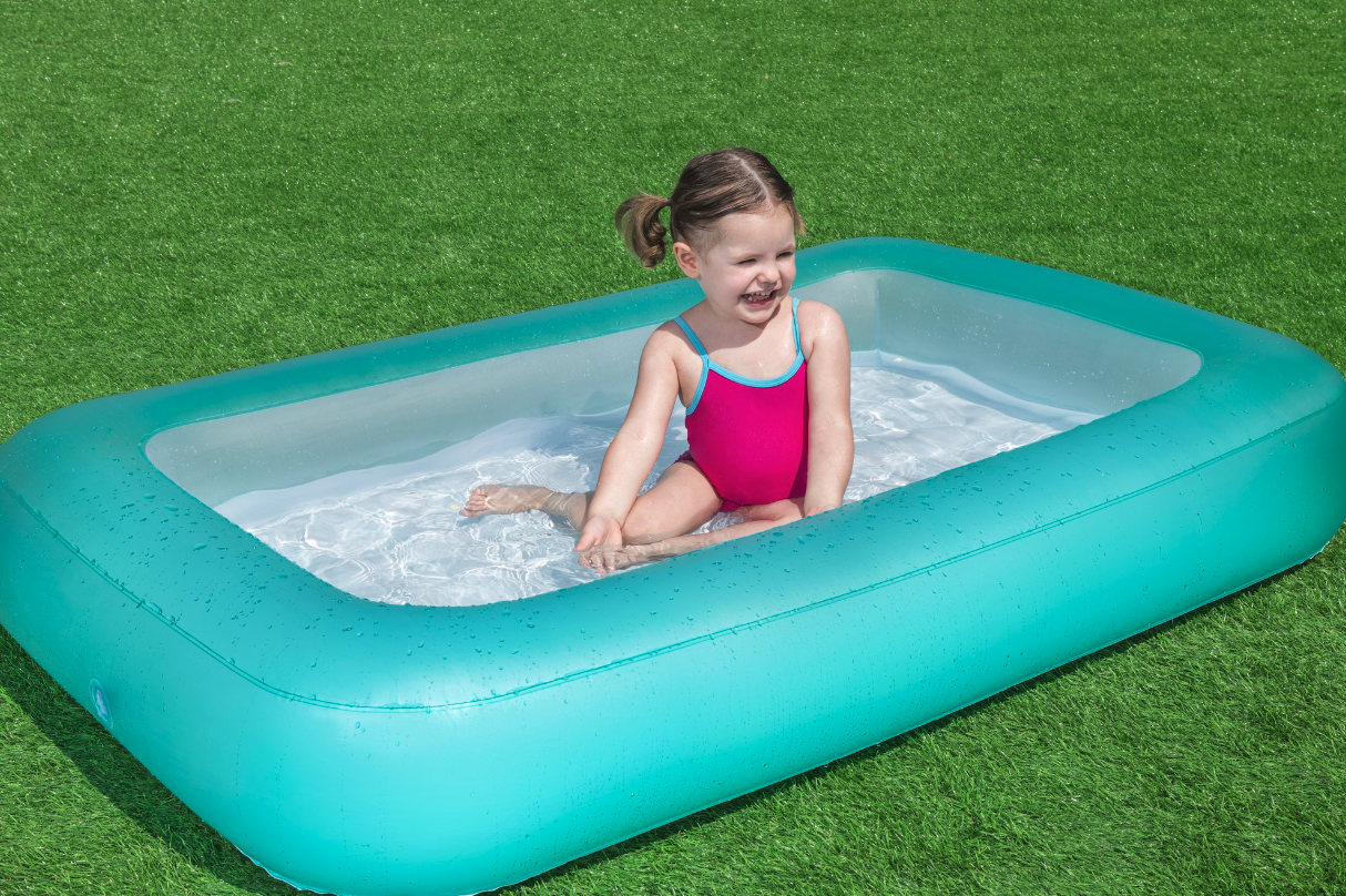 (104x165cm) Aquababes Kiddie Pool Rechteckiger Pool Planschbecken (51115) - Blau / Weiss