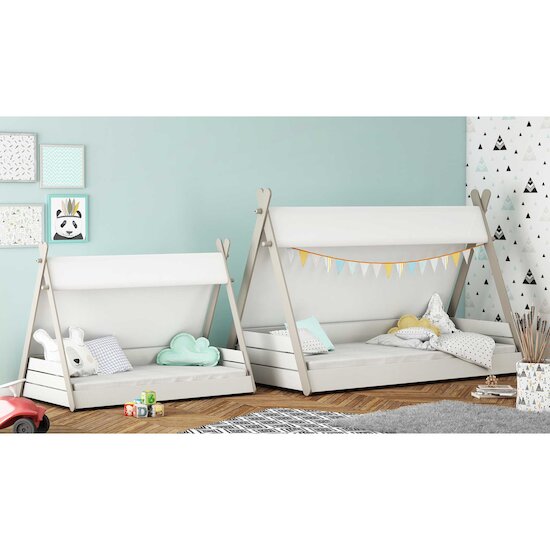 Totem Lit Tipi   Blanc / Beige        70 x 140 cm   de               CBA Meubles