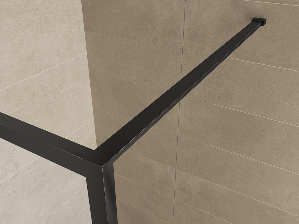 Mueller Black inloopdouche 120x200cm met zwarte profielen en handdoekhouder