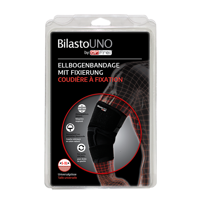 BILASTO Uno Ellbogenbandage S-XL mit Fixierung und Velcro 1 Stk