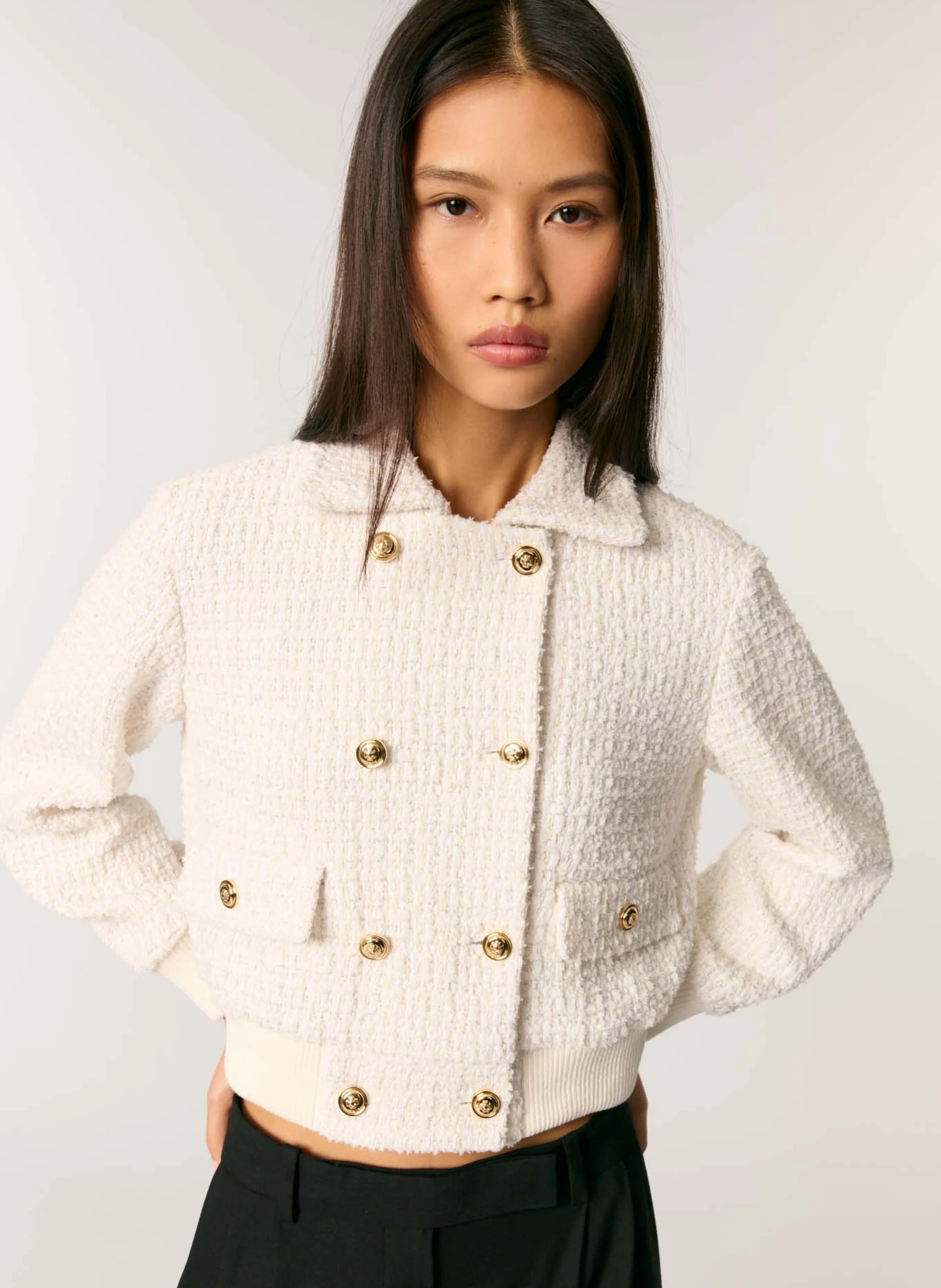 Blouson col classique en coton | Beige
