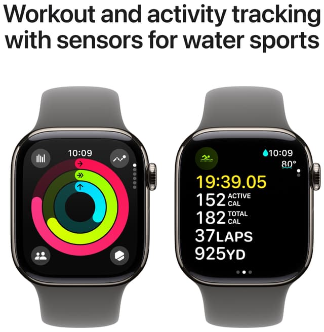 Apple Watch S10 46mm GPS+Cel (Natural Titanium/Stone Grey sportsrem) M/L