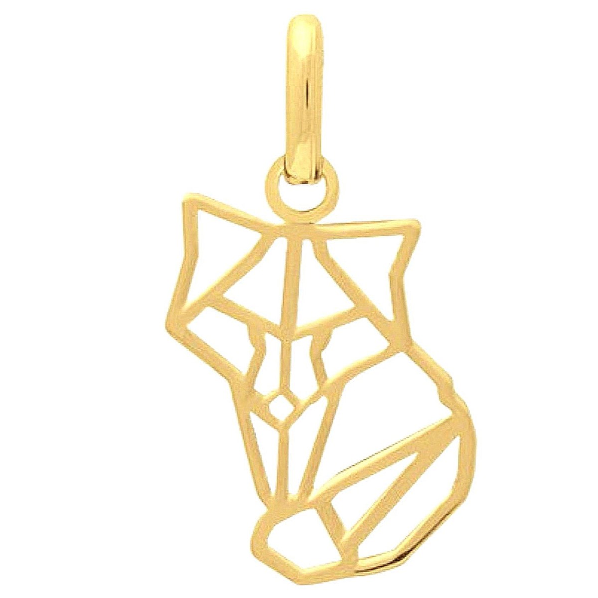 Pendentif totem origami renard en plaqué or + chaine