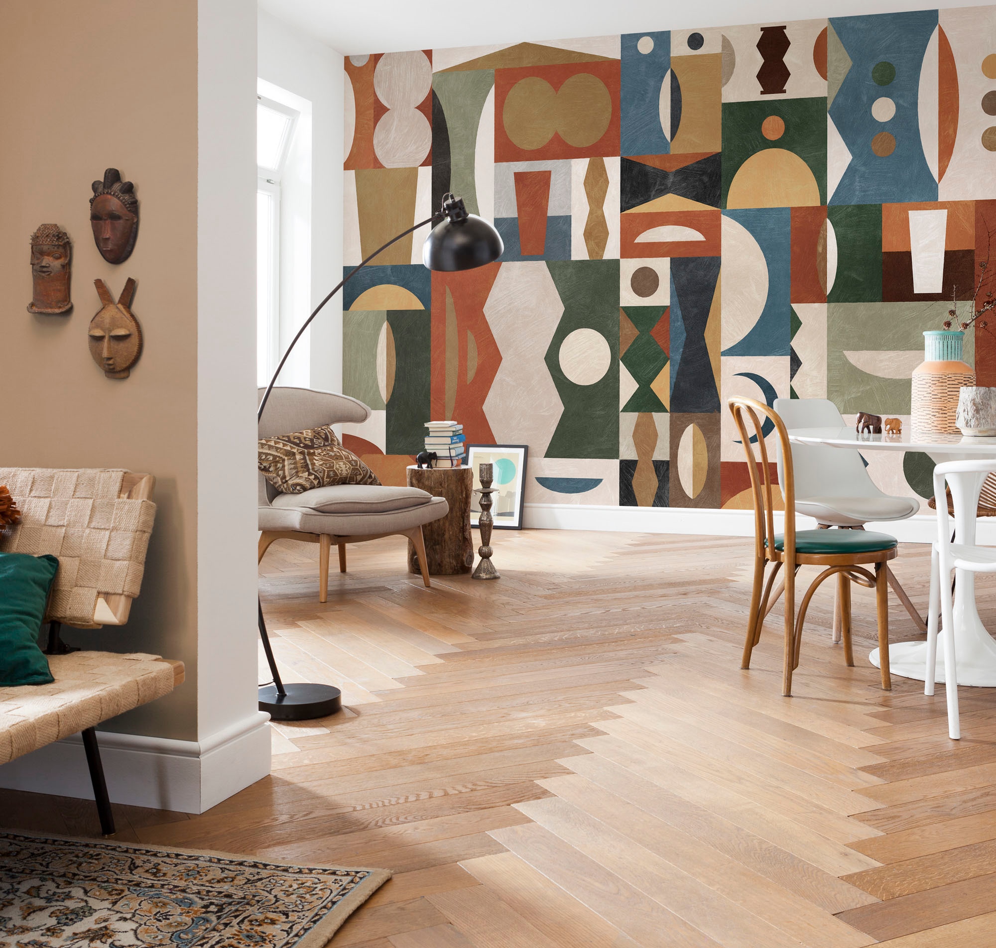 Komar Fototapete »Digitaldruck Vlies -  Tribal Tiles - Grösse 400 x 250 cm« bedruckt glatt Wohnzimmer, Schlafzimmer