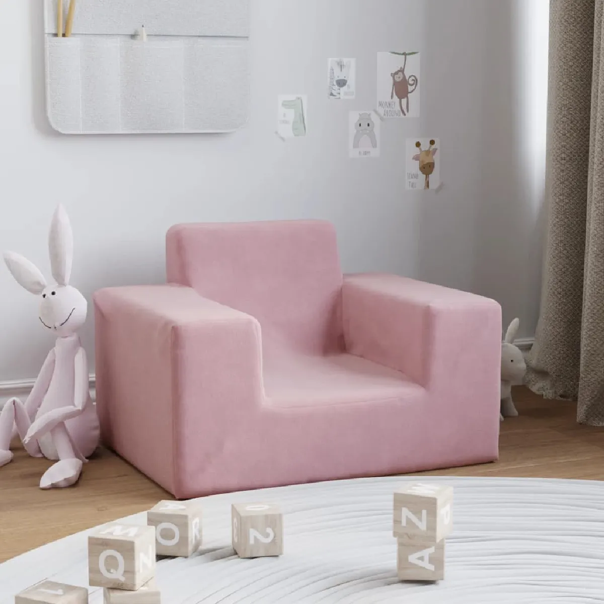 Vidaxl Canapé pour enfants rose peluche