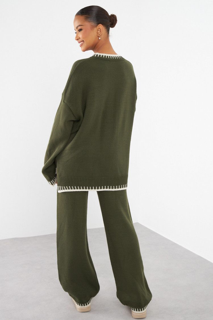 Ensemble 2 pièces pull + pantalon kaki