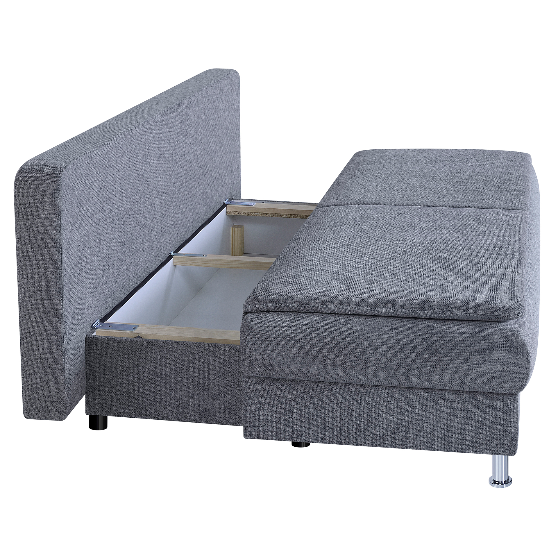 Schlafsofa - grau - Staukasten - integrierter Topper