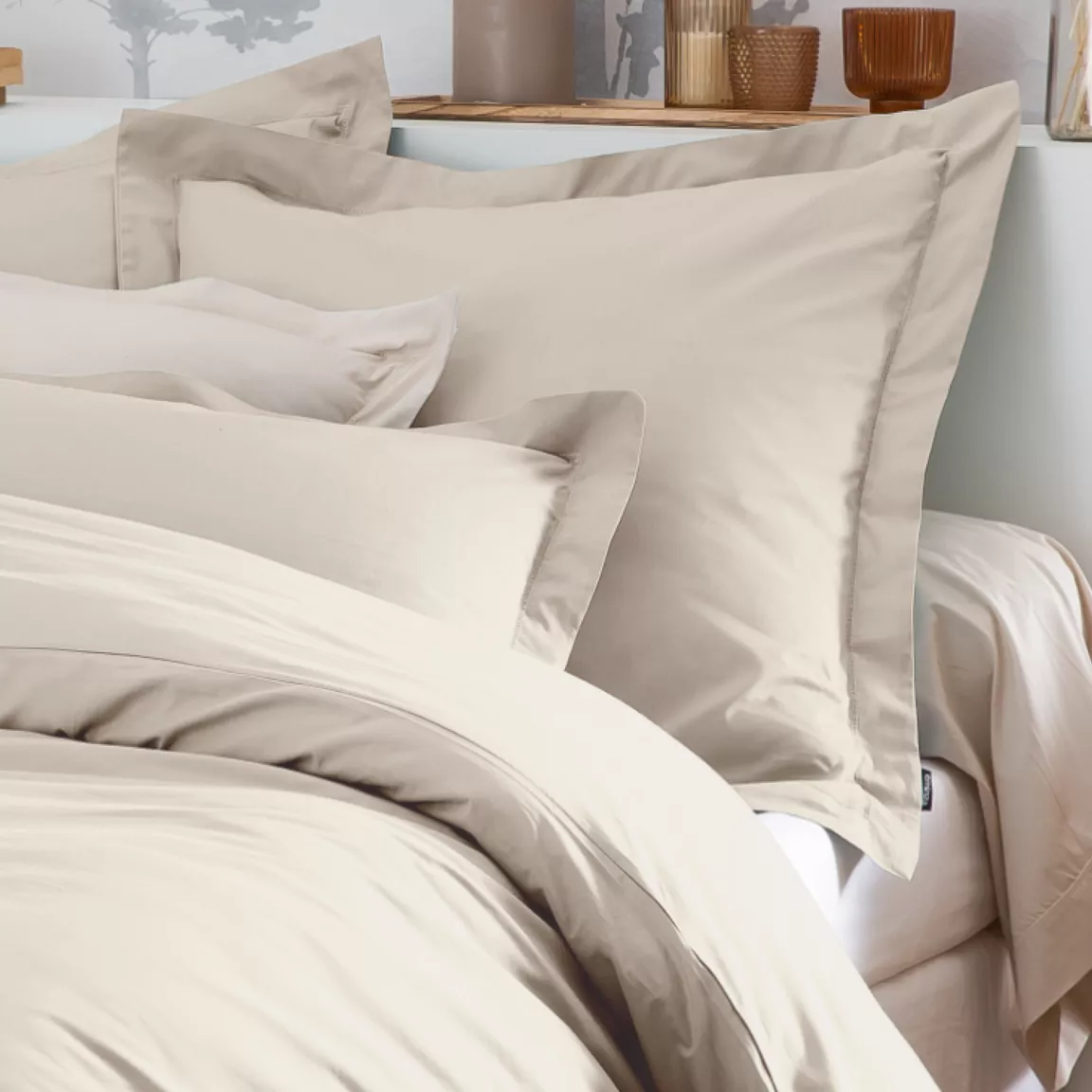 Housse de couette percale de coton (200 x 200 cm) Cali Beige